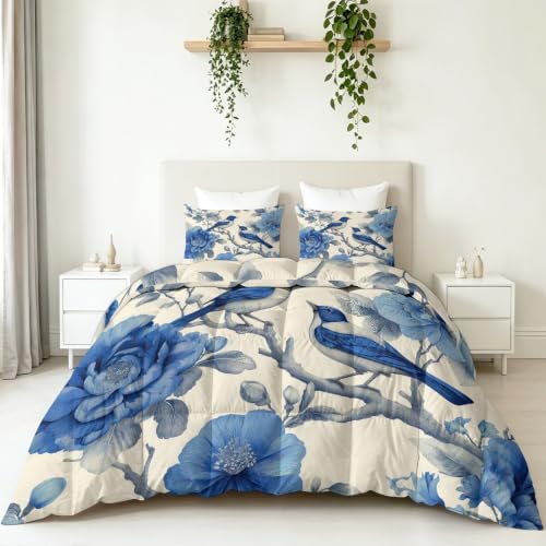 Duvet de algodón reversible con estampado botánico exclusivo de 150x200cm y fundas 4