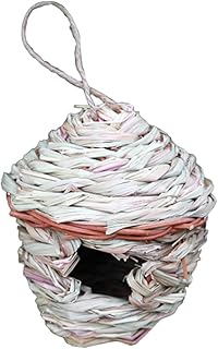 Happyyami Grass Hanging Hanging Birdhouse Woven Bird House roosting Pocket Decked Bird cage Decorative Handmade pet Supplies Embellishments for Crafting Straw nest for Birds Bird nest Bamboo