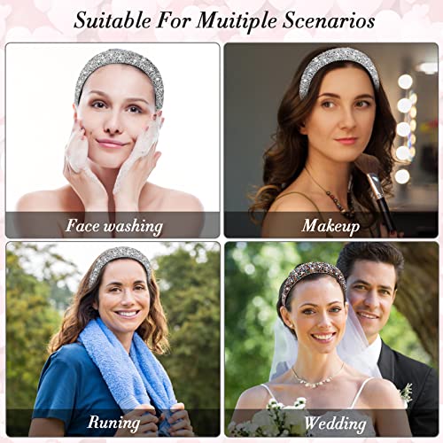 Wllhyf Rhinestone Headband Bling Crystal Hair Hoops Glitter Sparkle Thick Padded Hairband Diamond Beaded Headband Fashion Valentine's Day Gift Hair Accessories For Women Girls #TOP2