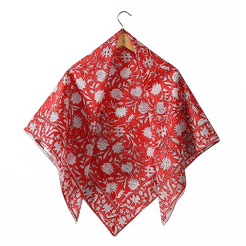 Image of Ravaiyaa - Attitude is everything Sanganer Hand Block Printed Scarves Pure Cotton Scarf Square Hijab Dupatta 40 inch X 40 inch Inch