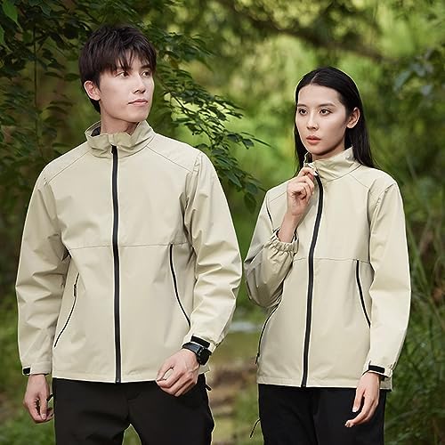 Rrongwn Manteau de pluie pour homme - Noir - Veste de pluie - Pour le camping - Coupe-vent - Respirant - Veste softshell simple - Veste de randonnée - Imperméable - Coupe-vent - Veste d'extérieur