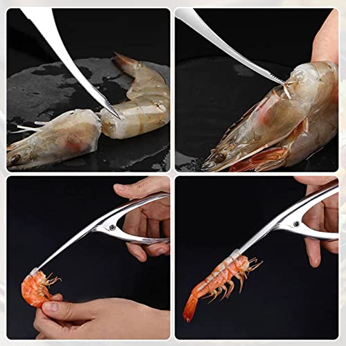 Shrimp Deveiner Tool, 3 Pack Shrimp Peeler, Stainless Steel Shrimp Cleaner Set, Home Kitchen Creative Tools , Gift For Shrimp Lovers, Silver #TOP3