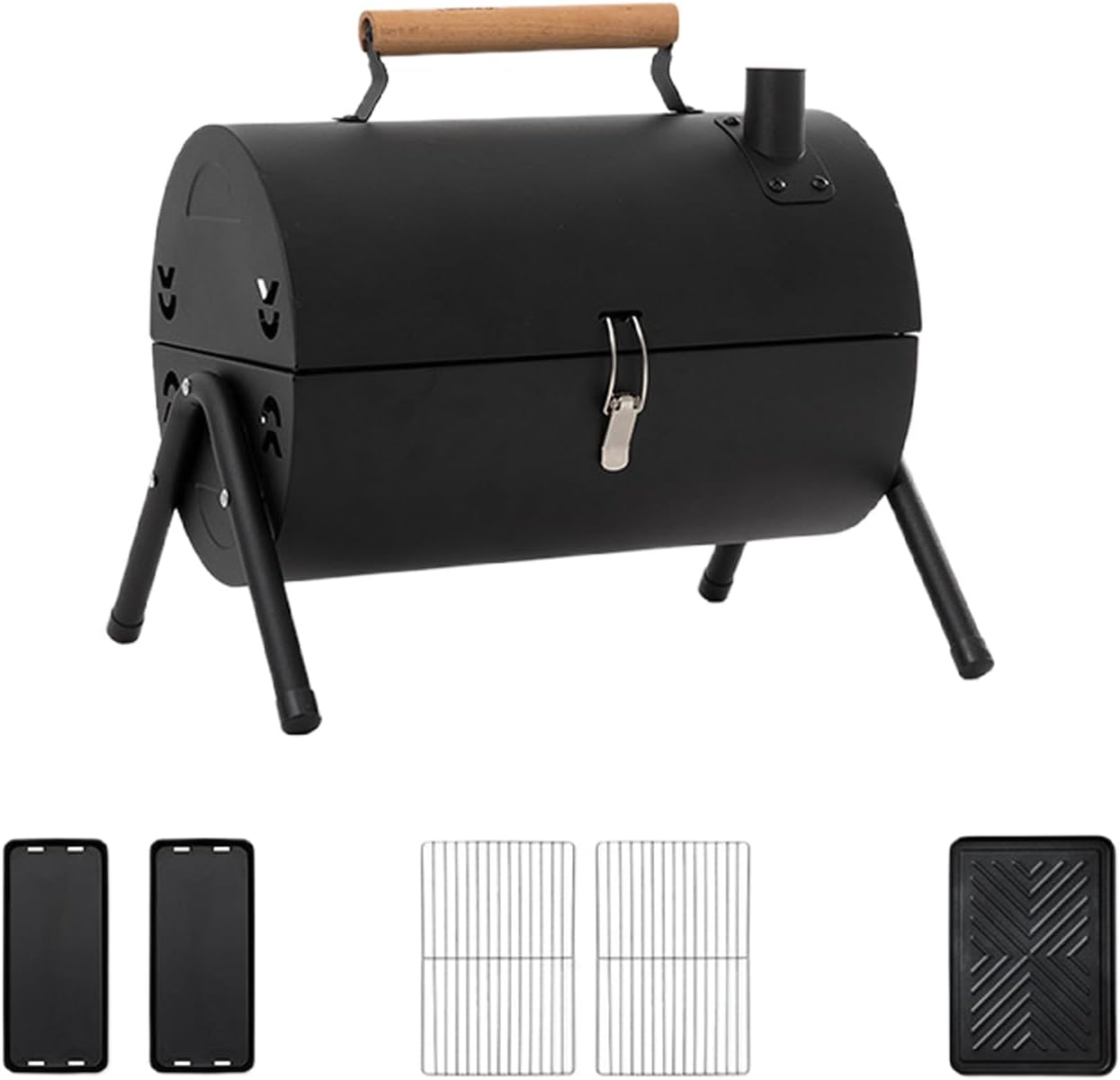 Outdoor Handheld Portable Double Sided Barbecue Grill Camping Home Charcoal Barbecue Front Meat Chimney Home Foldable BBQ Grill