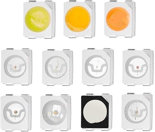 5 Pcs 3528 SMD LED Diode Chip Warm White Red Green Blue Yellow Orange UV Purple Pink RGB Lamp Light Beads Emitting (Color Yellow (2pins))