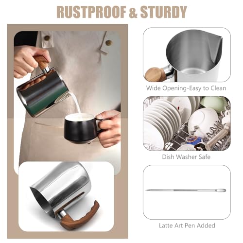 image for QYQRQF Milk Frothing Pitcher, 20oz Milk Frother Cup 304 Stainless Stee