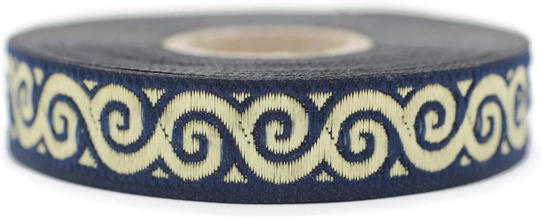 11 Yard Spool 1.37" Wide Brown and Gold Elegance Woven Border Jacquard Ribbon Embroidered Sewing Trim Banding Tape 35061