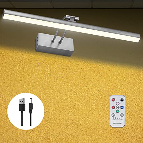 Image of RAIFOOLLY Picture Light,Picture Lights for Wall Cordless,Picture Lights with Timer and Dimmable,Battery Wall Lights for Display Gallery Painting Art Frame Portrait-Black Steel