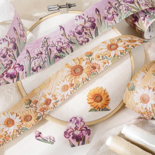 Image of Flower Washi Tape Set,6 Rolls Floral Aesthetic Tape Stickers for Scrapbook