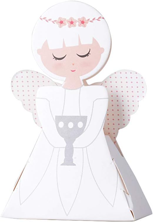JNCH 50pcs Candy Boxes for Communion Favours Wedding Favours Birthday Party Favours, Empty Candy Boxes Sweet Gift Boxes for Baby Shower Guest Bride (Angel Girl)