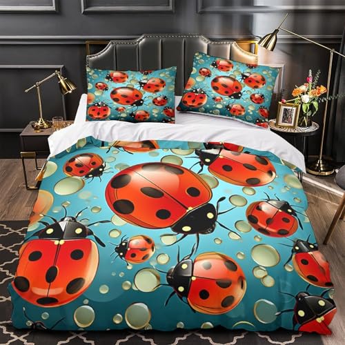 Housse de couette coccinelle effet 3D ultra douce en microfibre - 2