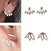 9 Pairs Rose Gold Silver Hollow Lotus Flower Earrings Simple Chic Crystal Pearl Turquoise Stud Earrings Set