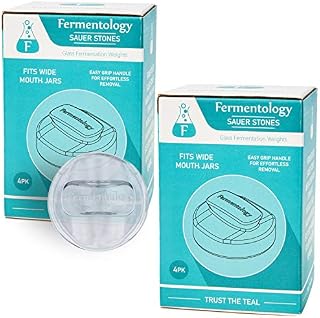 Fermentology Saur Stone Glass Weights  Pickling and Fermenting Weights - Set of 8 - Wide Mouth Mason Jar Fermentation