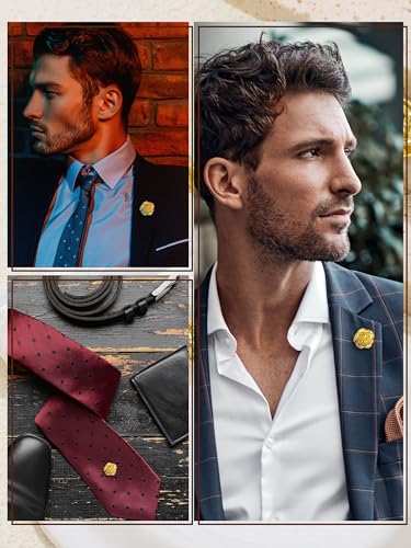 16 Pcs Gold Tone Lapel Pins Brooch for Men Suit,metal Rose Flower Brooch Pins for Women,mens Suit Groom Tuxedo Accessories on Wedding Birthday Anniversary Father's Day3