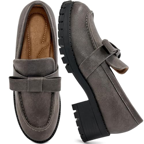Image of HARENCE Platform Loafers for Women Dressy: Casual Comfortable Slip On Chunky Loafer Walking Penny Work Business Office Shoes