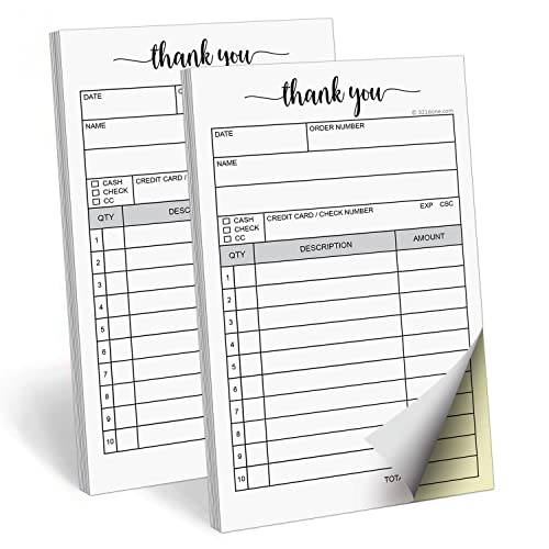321Done Thank You Receipt Pad with Carbon Copies, 3.4x5.5, 2-Pack, 50 Each