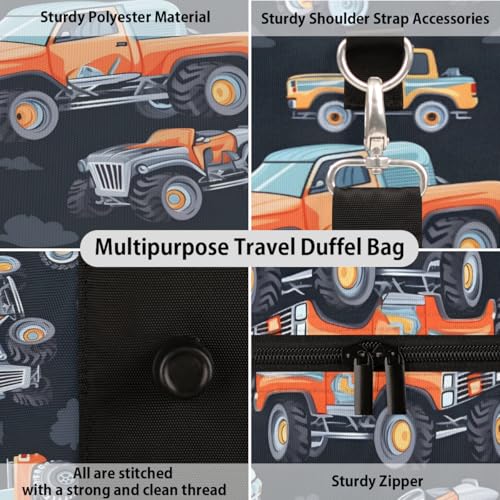 TropicalLife Cartoon Engineering Cars Travel Duffle Bag for Women Men Sports Gym Bag Waterproof Carry on Overnight Weekender Bag3