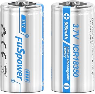 18350 Rechargeable Batteries 900mAh 3.7V ICR 18350 Rechargeable Li-ion Battery for Flashlight, Solar Garden Light (2 Count (Pack of 1))