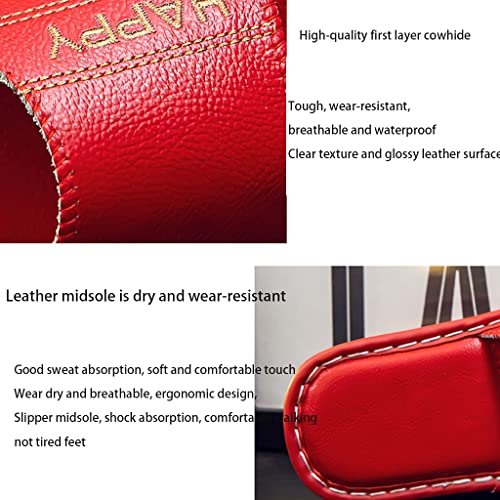 Genuine Leather Open Toe Summer Sandals, Unisex Cowhide PU Non Slip Home & Outdoor Comfy Slippers2