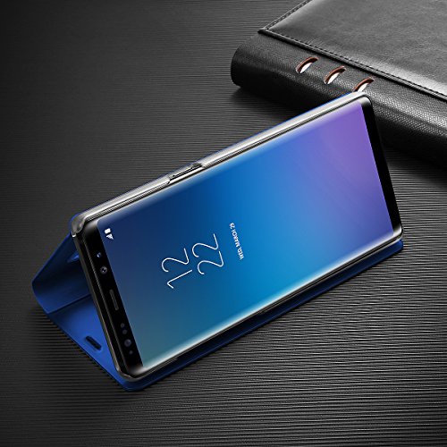 Galaxy Note 8 Case, Aicase Luxury Translucent View Window Front Smart Sleep/Wake Up Function Mirror Screen Flip Electroplate Plating Stand Full Body Protective Case For Samsung Galaxy Note 8(Blue) #TOP5