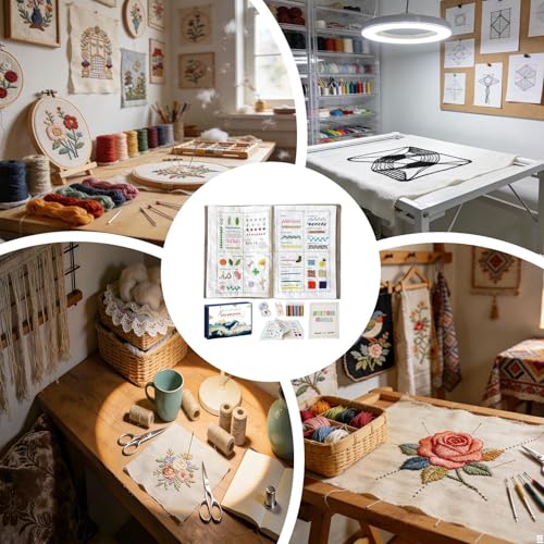 Libros de costura Erconsso y kit de bordado portátil con instrucciones de manualidades 5
