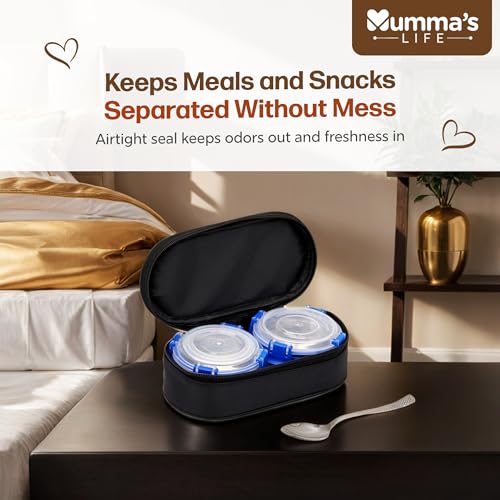 Image of Mumma's LIFE Stainless Steel Lunch Box Suitable for School, Offices and picnics(280 ML) (Black) (FOODIE)