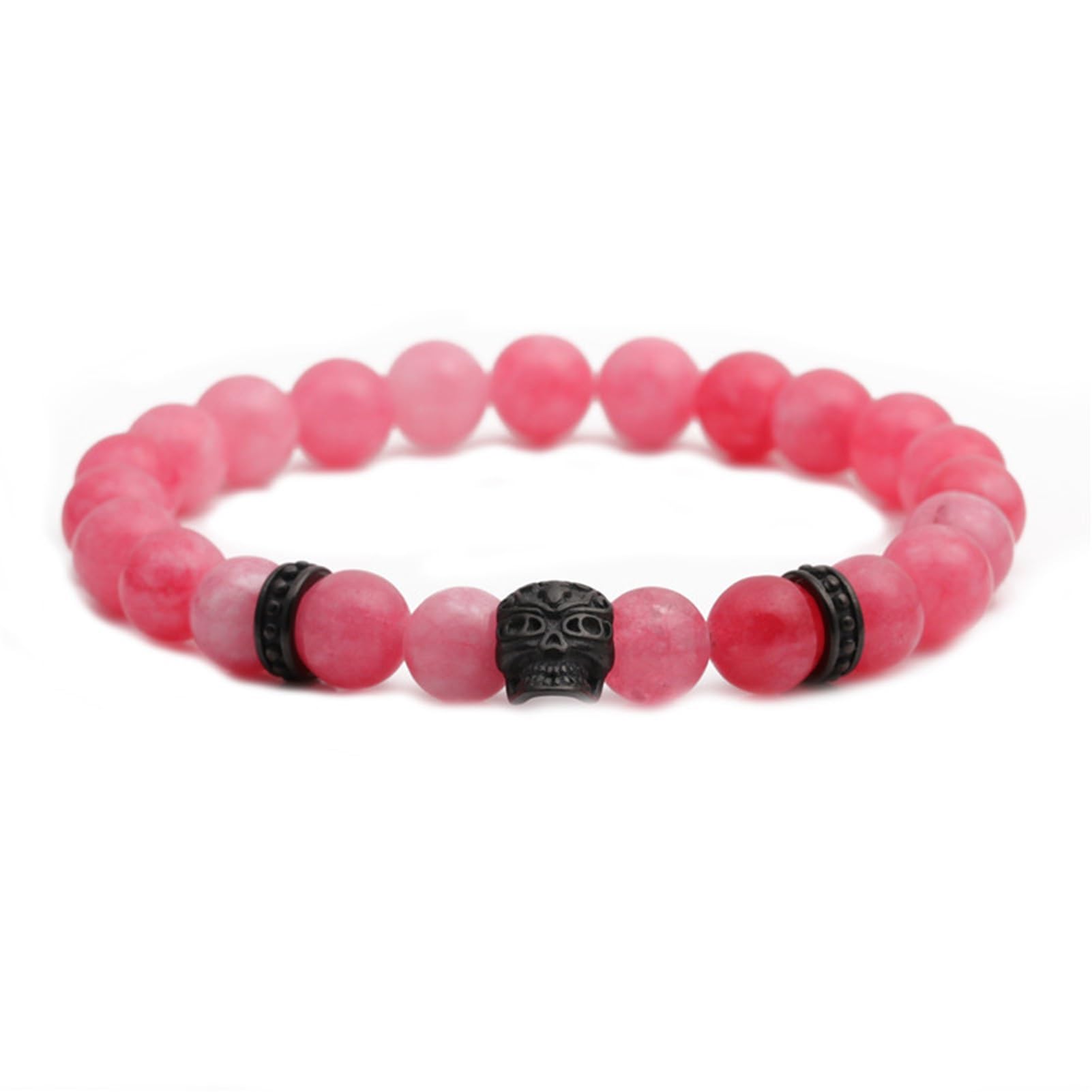 Bracelet agate noire 8 mm extensible pour poignet sans fermoir - 4