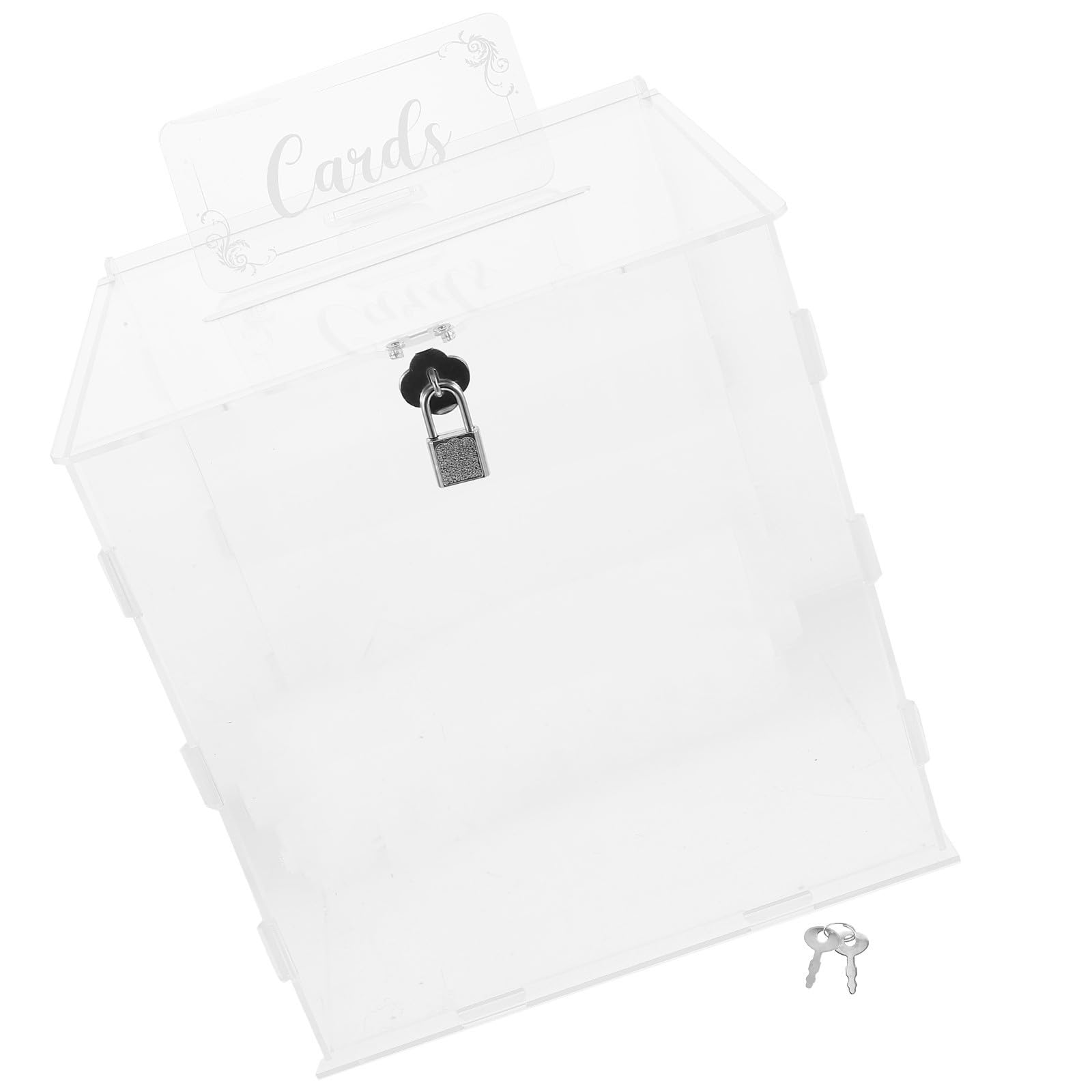 Caja de Tarjetas de Acrílico Blanco con Cerradura para Boda