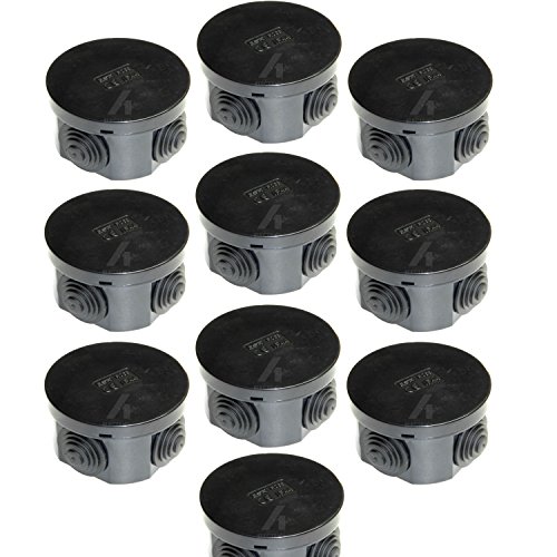 10 conectores redondos de 65 mm, IP44, a prueba de salpicaduras con ojales de goma y tapa a presión, 65 x 35 mm