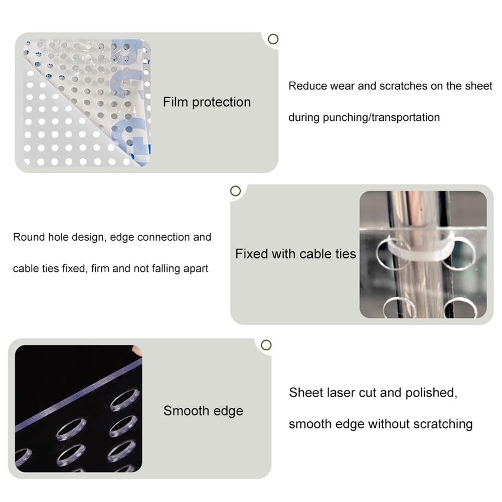 Siatki arkusze, przezroczyste perforowane plastikowe arkusze 10 mm PC - wodoodporna rolka siatki do dekoracji, moskitiery przeciw upadkowi do okien, przegrody akwariowe, 70x100c