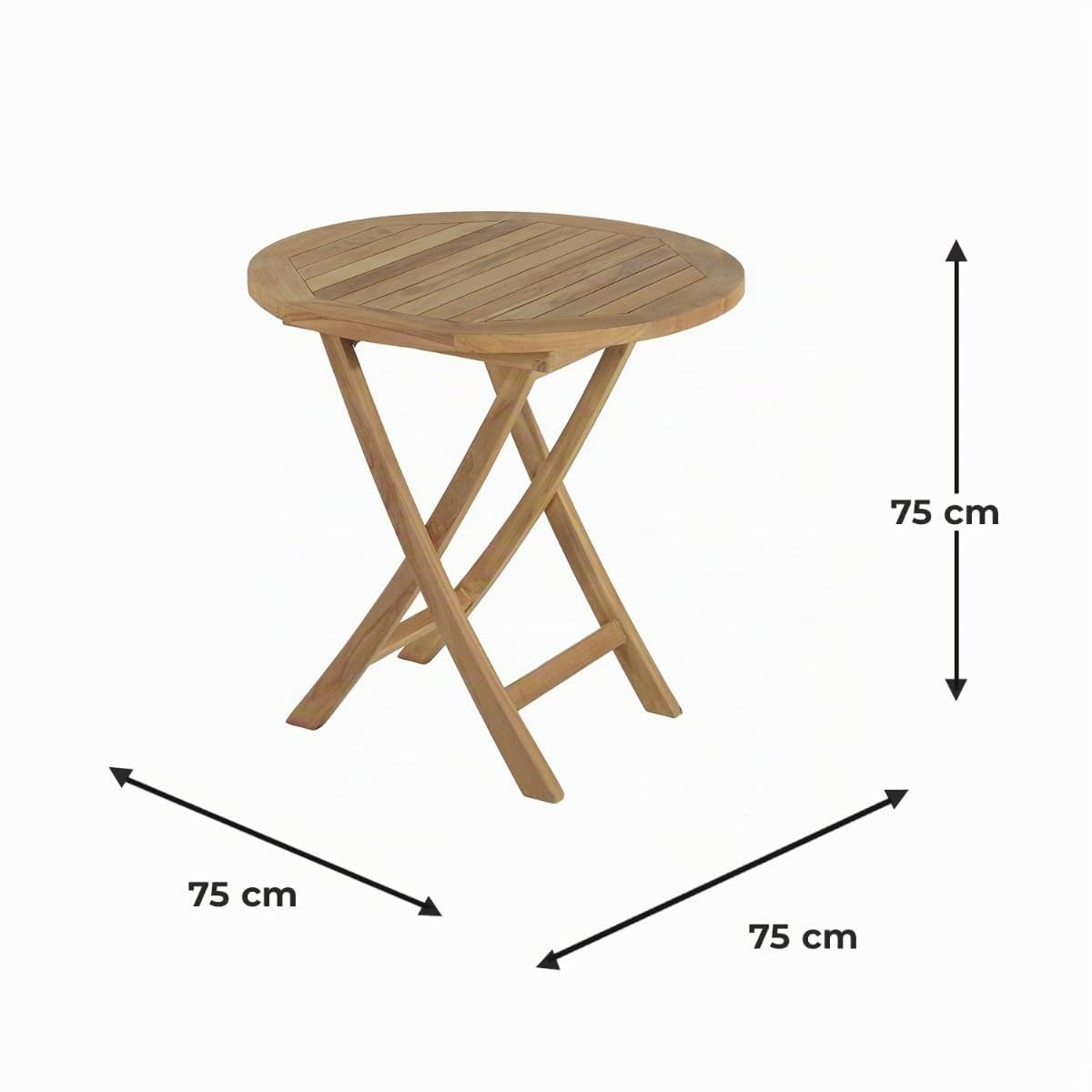 Teck'Attitude Table Pliante Ronde en Teck Massif Opio ø 75 cm