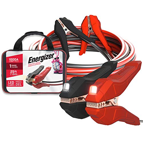 Energizer Jumper Cables For Car Battery With Built-In Led Lights, Heavy Duty Automotive Booster Cables For Jump Starting Dead Or Weak Batteries - Carrying Bag Included (25-Feet (1-Gauge) #TOP6
