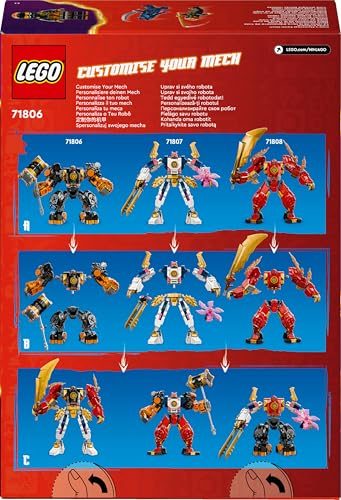 NINJAGO Mech Elemento di Terra di Cole, Giochi d'Azione per Bambini e Bambine da 7 Anni, Action Figure Snodabile da Battaglia, Giocattolo Personalizzabile con 2 Minifigure, Regalo Ninja 71806 - Lego - Immagine 10