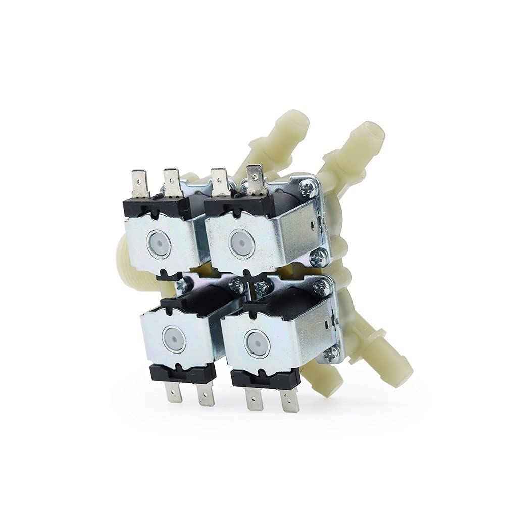 ZXGRfdefa Solenoid valve, 3/4" 1 in 4 Out DN20 Normally Closed 220V/12V/24V Water Inlet Drain Electric(AC 220V)