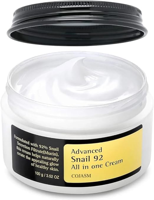 Advanced Snail Mucin Moisturizer 92% All In One Cream For Women, Hydrating Face Cream For Dry And Sensitive Skin, Korean Skincare, No Parabens, No Sulfates 100g
