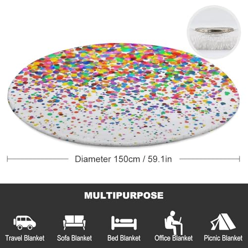 Couverture flanelle Falling Confetti ronde 150cm housse de canapé premium