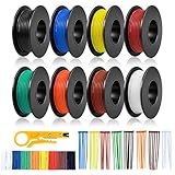 22 AWG 0,3mm² Silikon Litzenkabel Set in 8 Farben, 5 Meter pro Rolle Litzendraht Kabel, Flexibles Verzinntes Kupferkabel für KFZ, Haushalt, LED, Modellbau und DIY-Projekte