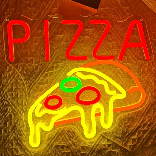 Image of Pizza Neon Signs for Wall Decor Pizzeria Neon Light LED Signs for Business Shop Pizza Party Decorations Light Up Pizza Sign Neon Wall Art
