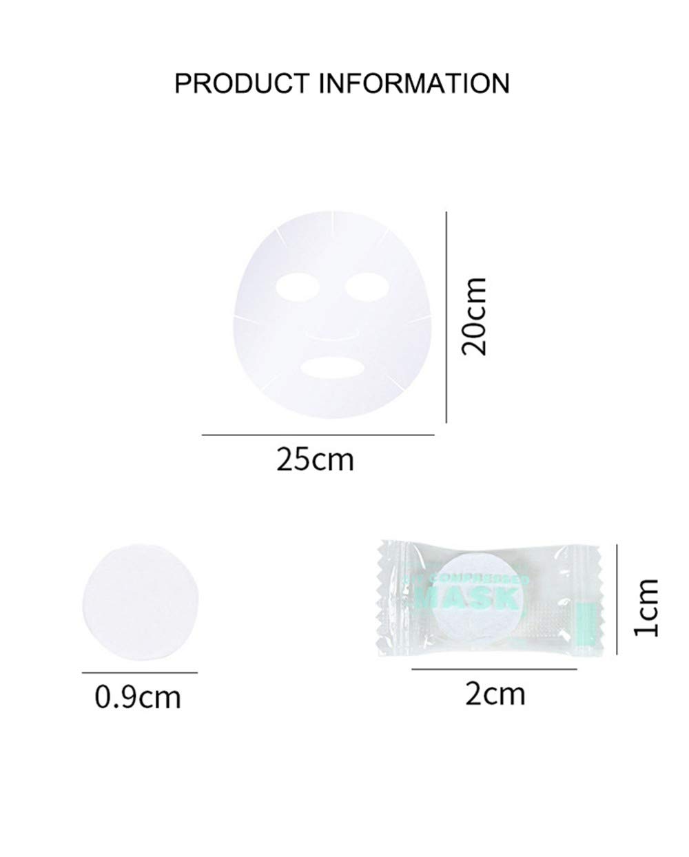 100 stuks gecomprimeerd papieren maskers, doe-het-zelf gecomprimeerd wegwerppapier, huidverzorging, compres, gezichtsmasker voor schoonheid voor gezichtsverzorging (B