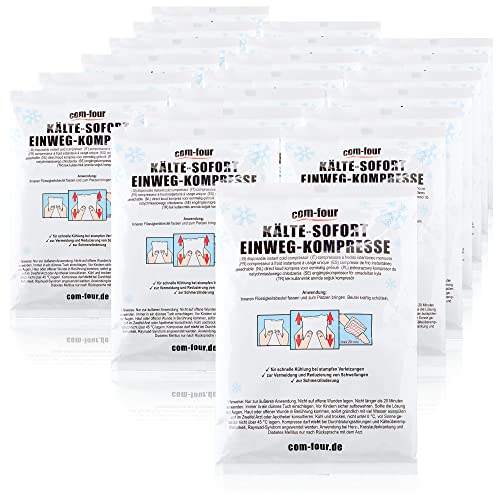 com-four® 20x Einweg Kälte Sofort-Kompresse zum Knicken 15 x 23 cm, Kältepack zum sofortigen Kühlen, Kühlpack für Erste-Hilfe-Maßnahmen, Kühlkissen zur äußerlichen Anwendung (20 Stück - 15x23cm)