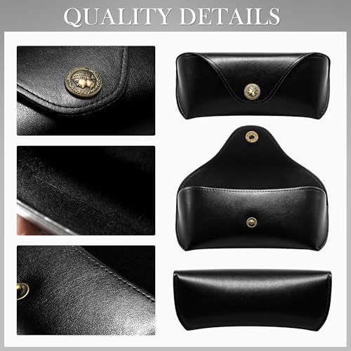 Image of SUNGAIT Vegan Leather Glasses Case Portable Sunglasses Holder Hard Shell Slim Design Travel-Ready