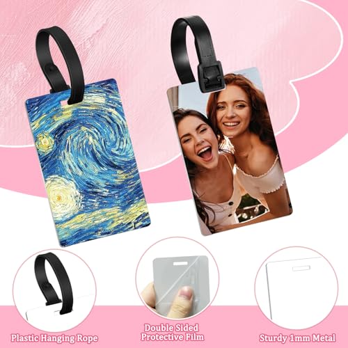 40 Pcs Metal Sublimation Luggage Tag Blanks Double Sided, Aluminum Sublimation Bag Tags with Strap Suitcase Name Tag Luggage Labels Blank for DIY Craft Gifts Travel Sports Bags4