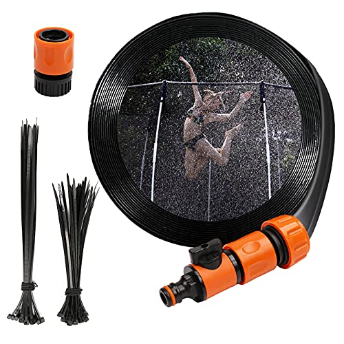 SSAWcasa Aspersor Trampolín Set 15M Rociador de Trampolín para Parque acuático, Divertidos rociadores de Juegos acuáticos de Verano para niños y niñas Accesorios para Cama Elástica al Aire Libre Cover