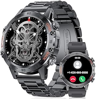 LIGE Militär Smartwatch Herren (Anruf Texte Rinnerung),1,39 Zoll Robuste Outdoor Smartwatch mit Herzfrequenz Schlafüberwachung,100+ Sportmodi Fitnessuhr Smart Watch für Android iOS, Schwarz