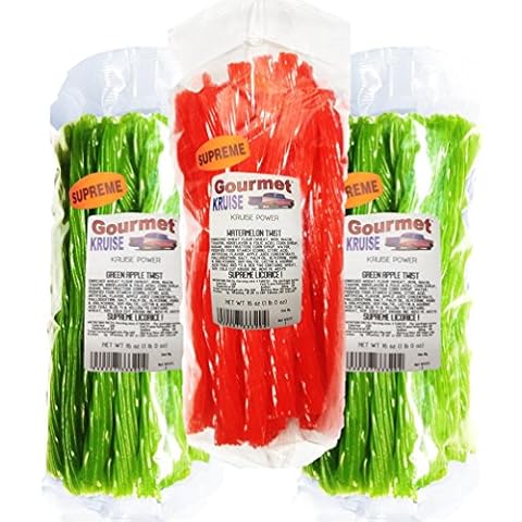 Green Apple Licorice Twist 2-1lb Bags (1) Watermelon Twist Licorice 1lb (NET WT 48 OZ) Gourmet Kruise Signature Gifts Cover