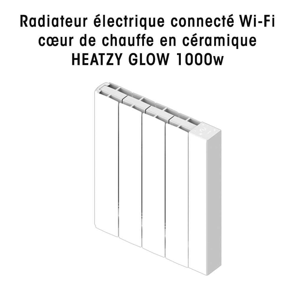 HEATZY - Calefactor eléctrico conectado Wi-Fi núcleo de calentamiento de cerámica HEATZY GLOW 1000w