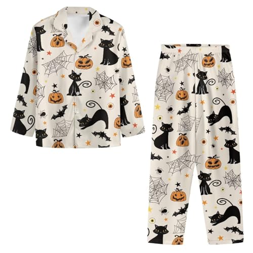 2-Piece Pajamas Set for Men Button Down Long Sleeve Sleepwear Lightweight Comfy Loungewear Night Suits2