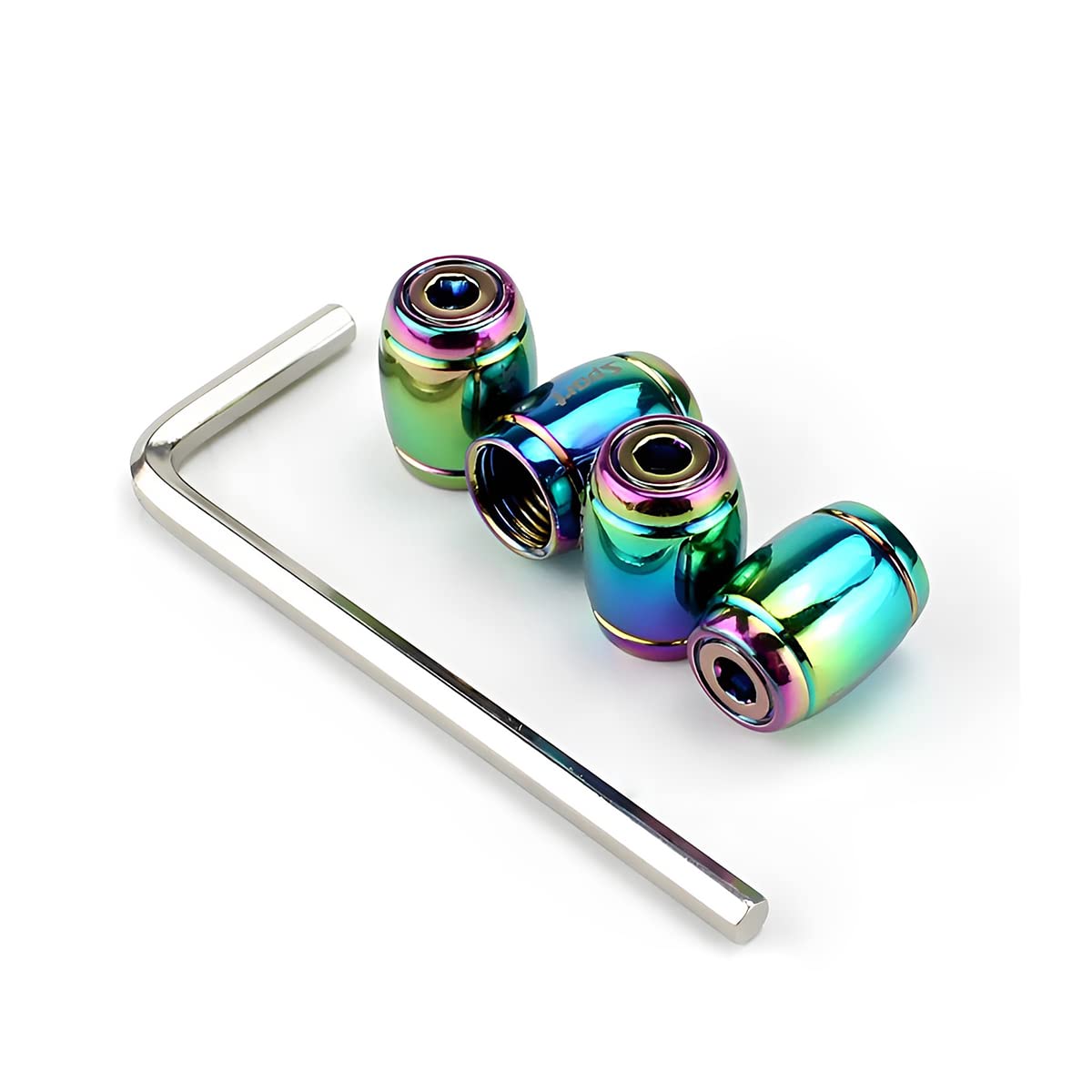 Sport Bullet Tire Valve Stem Caps, 4PCS Aluminum Wheel Valve Stem Covers with Anti Theft Design, Dust Proof Stem Air Cap with Rubber Ring, Universal for Car, Auto, Motorcycles, Bicycles (Multicolour)