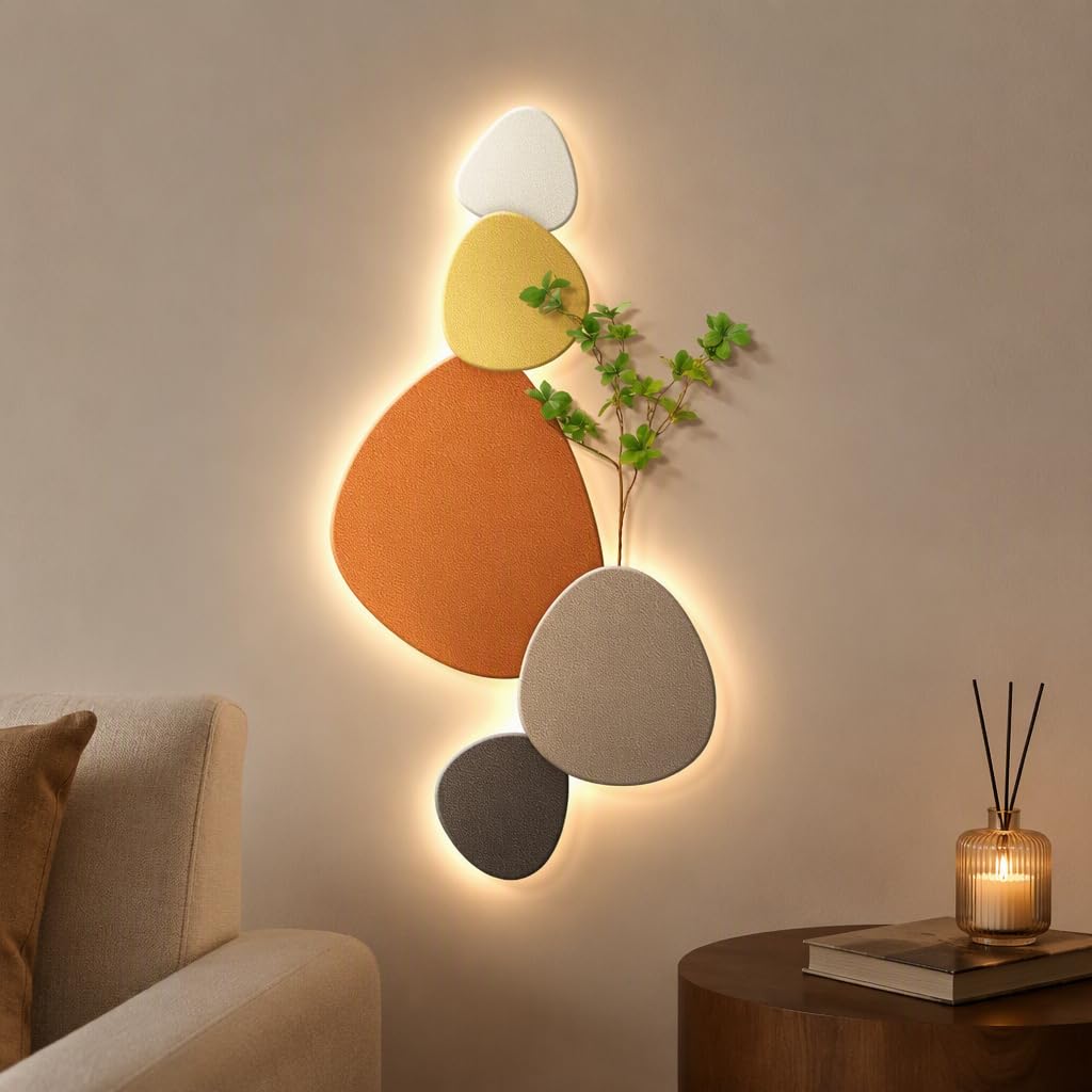 Panel Decorativo LED 3D para Pared, Pintura Decorativa de Paisaje de Piedra para Sala de Estar y Pasillo, Dos tamaños Disponibles. (15.7 * 31.5in)
