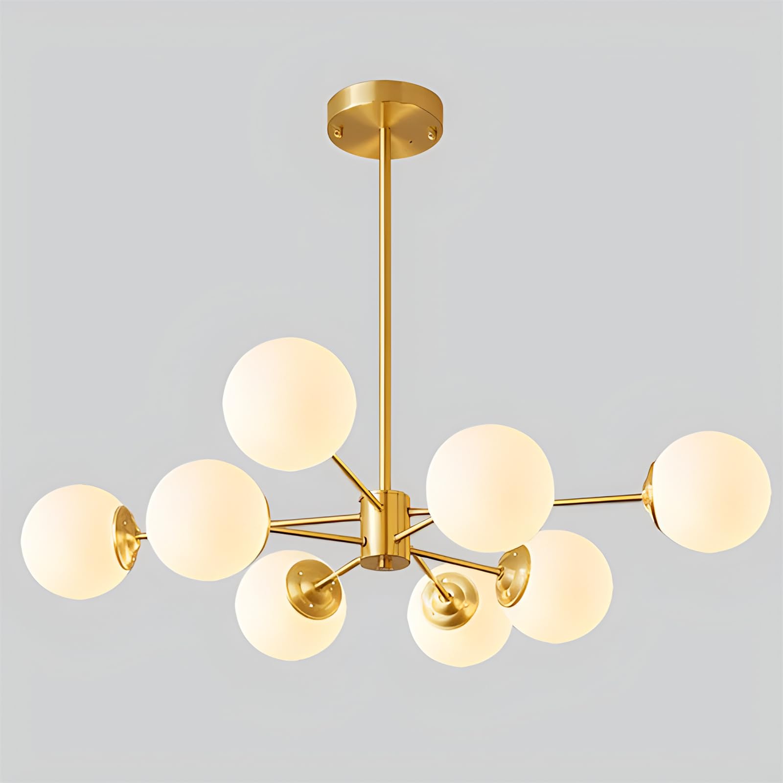 KXEcoLife 8-Light Glass Sputnik Chandelier Light Modern Chandeliers Pendant Fixture Vintage Globe Ball Ceiling Flush Mount for Living Room, Dining Bedroom, Kitchen