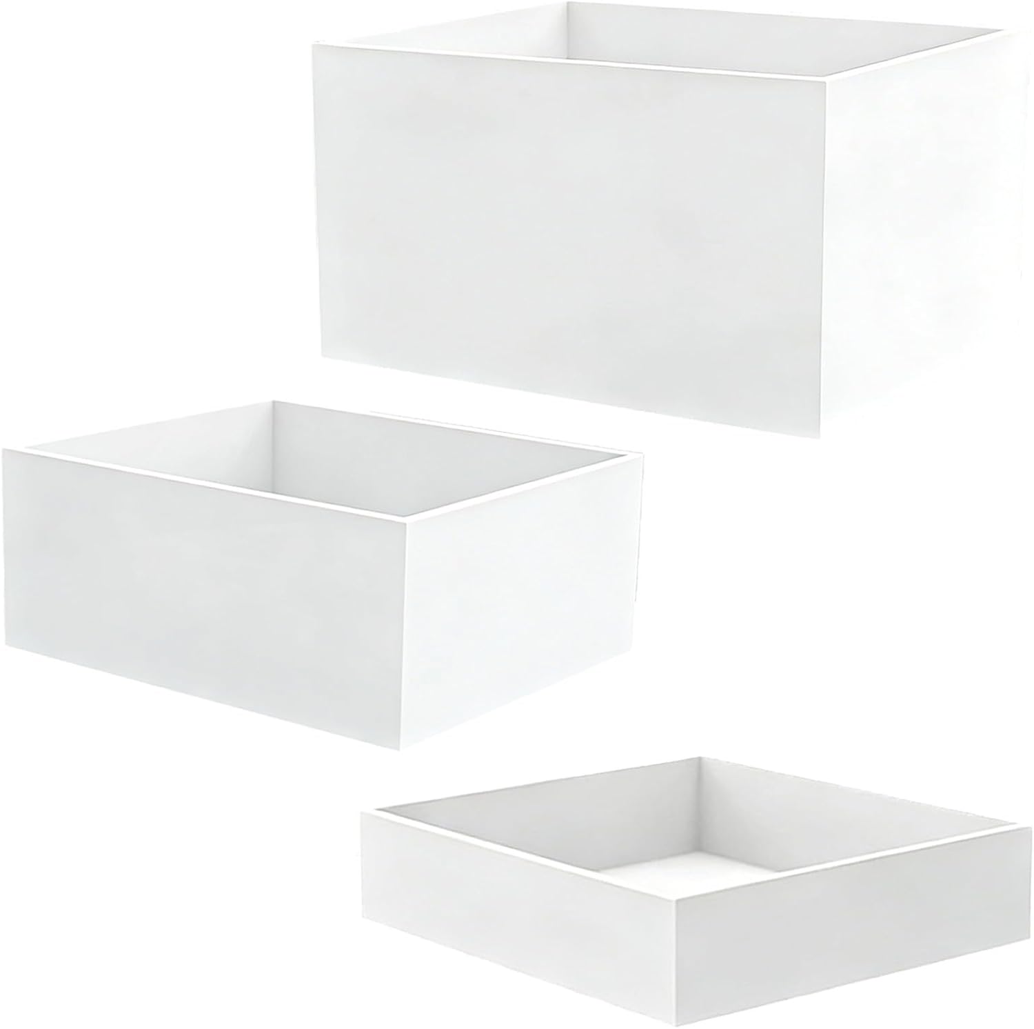 3 Pcs Square Display Risers, White Acrylic Nesting Stands, For Cake Food Dessert Display At Wedding & Party, 6 7 8 Inch